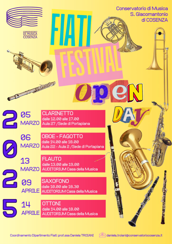 FIATI FESTIVAL – Open Day al Conservatorio S. Giacomantonio di Cosenza