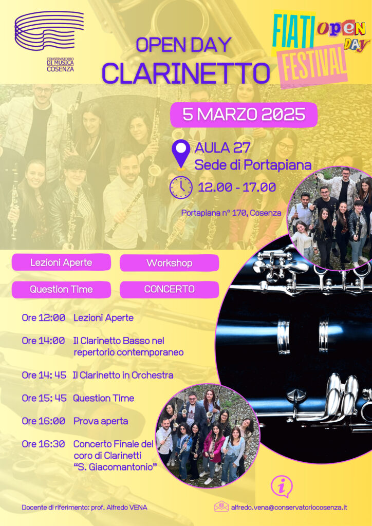 OPEN DAY CLARINETTO – 5 marzo 2025