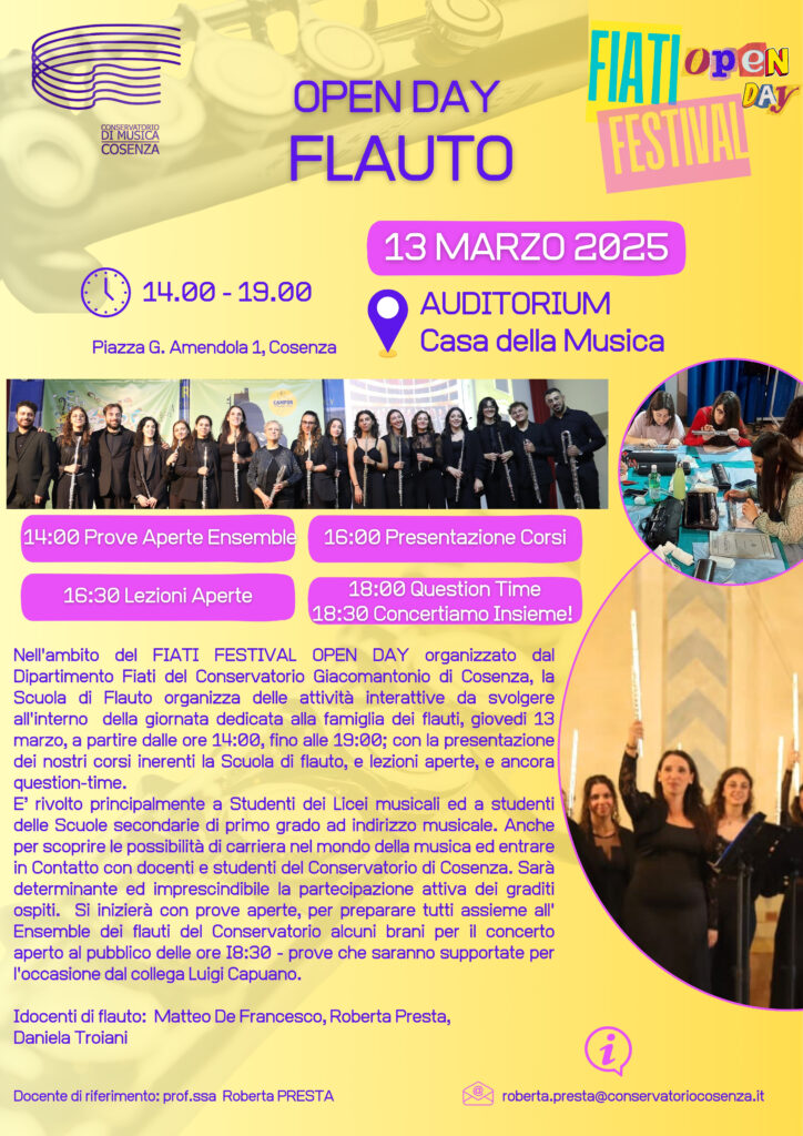 OPEN DAY FLAUTO – 13 marzo 2025